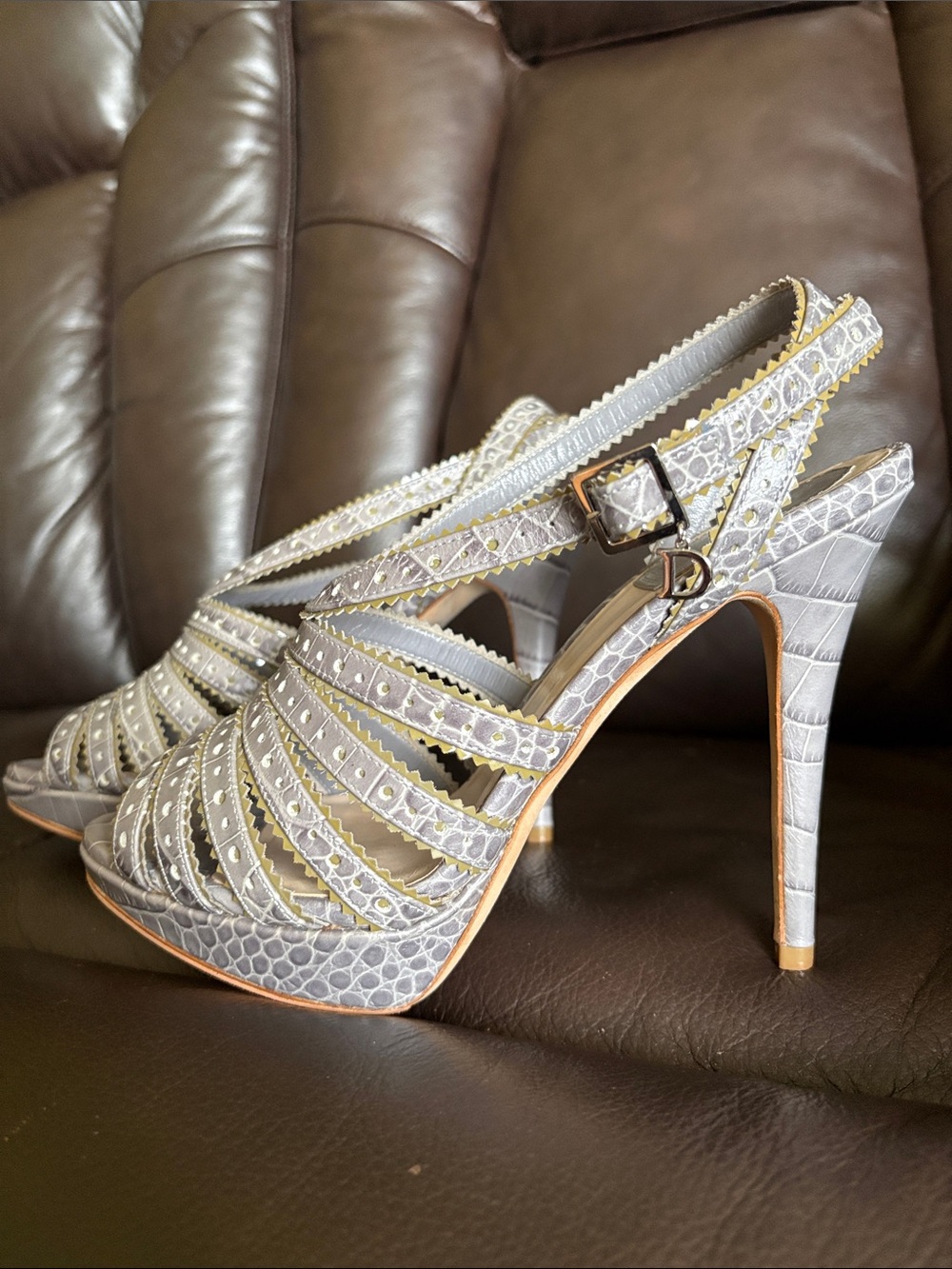 Christian Dior ‘Bonnie’ Grey Leather. 
THESE ARE GORGEOUS 
Brand new Never worn.